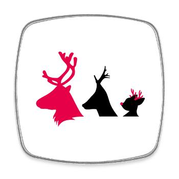 Christmas deer heads - Square fridge magnet - white - Front