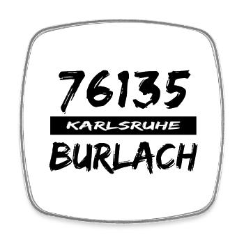 76135 Karlsruhe Burlach - Viereckiger Kühlschrankmagnet - Weiß - Vorne