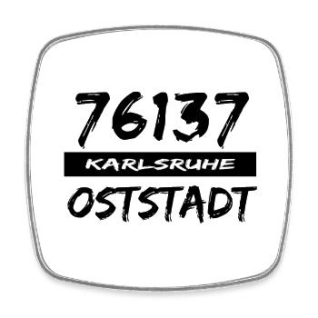 76137 Karlsruhe Oststadt - Viereckiger Kühlschrankmagnet - Weiß - Vorne