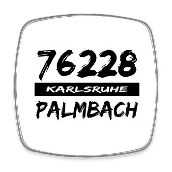 76228 Karlsruhe Palmbach - Viereckiger Kühlschrankmagnet - Weiß - Vorne