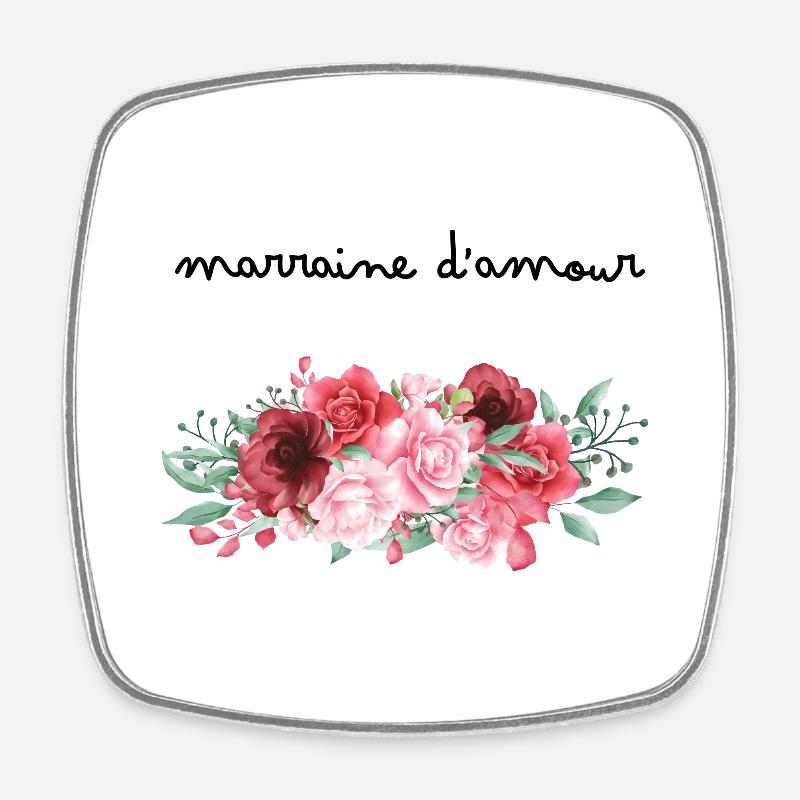 Marraine d’amour fleurs- idée cadeau marraine - Magnet carré - blanc