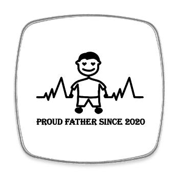 Proud father of a boy since 2020 - Square fridge magnet - white - Front