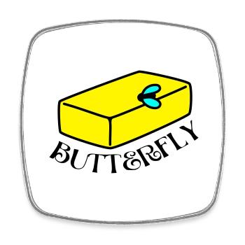 witzig-BUTTERFLY - Viereckiger Kühlschrankmagnet - Weiß - Vorne