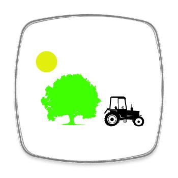 tracteur - Magnet carré - blanc - Devant