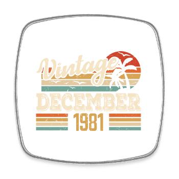 Cadeau D'anniversaire Décembre 1981 Vintage Rétro - Magnet carré - blanc - Devant