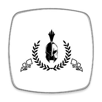 Casque Sparta - Magnet carré - blanc - Devant