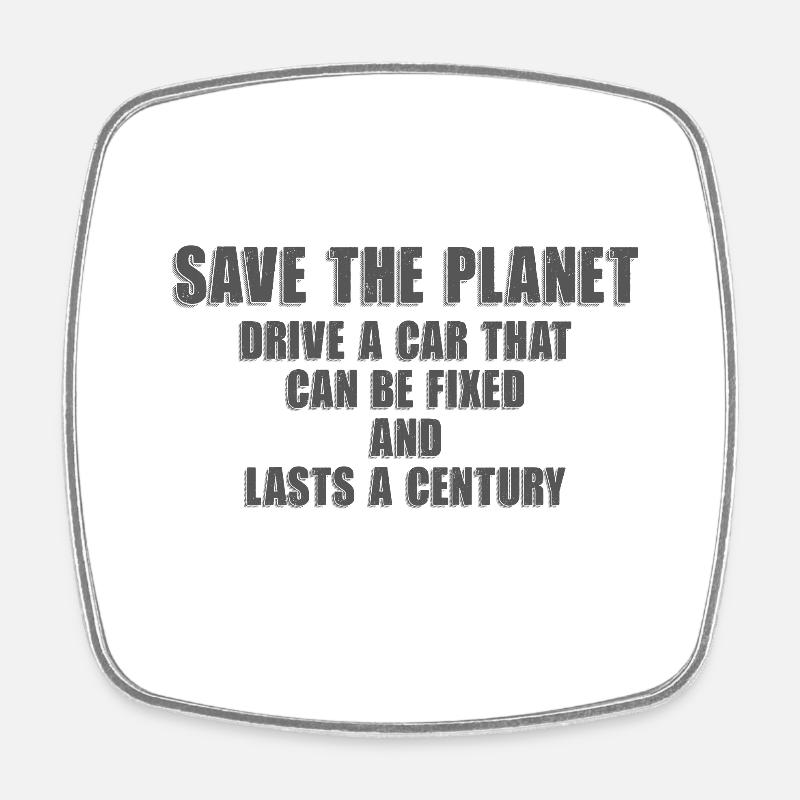 Save the Planet - Square fridge magnet - white