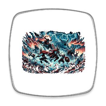 Battle of the Viking Gods for Midgard - Square fridge magnet - white - Front