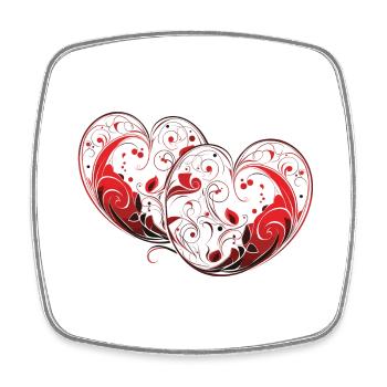 Hearts - Viereckiger Kühlschrankmagnet - Weiß - Vorne