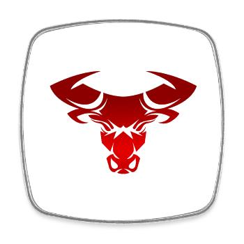 Stier Stierkopf Kopf Logo Steak Beast Gym Horn - Viereckiger Kühlschrankmagnet - Weiß - Vorne
