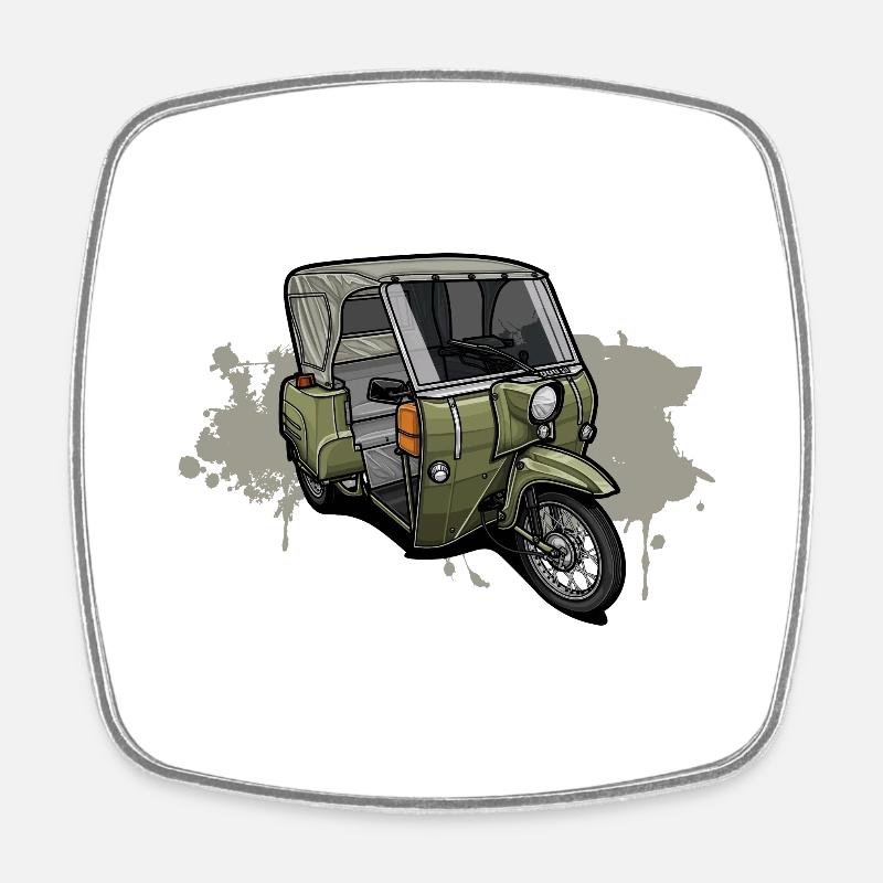 Duo DDR Dreirad - Illustration - Viereckiger Kühlschrankmagnet - Weiß