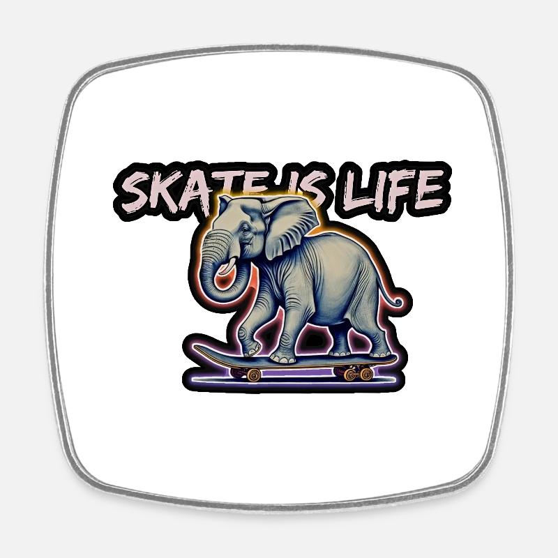 Elephant Skater - Square fridge magnet - white
