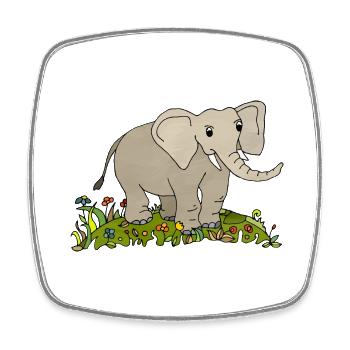 Elefant - Viereckiger Kühlschrankmagnet - Weiß - Vorne