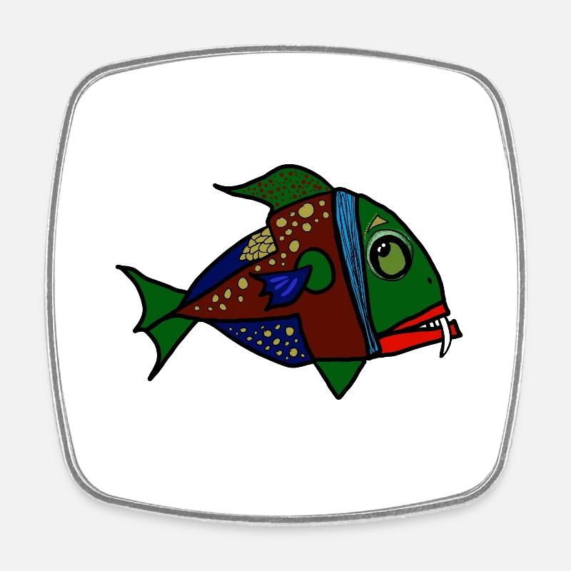 fisch anglerfisch - Viereckiger Kühlschrankmagnet - Weiß