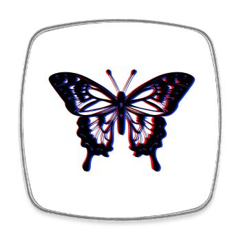 3D Butterfly - Viereckiger Kühlschrankmagnet - Weiß - Vorne