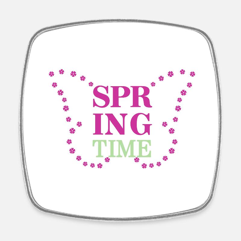 Spring Time - Spring is here! - Square fridge magnet - white