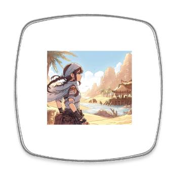 Manga Desert Girl - Viereckiger Kühlschrankmagnet - Weiß - Vorne