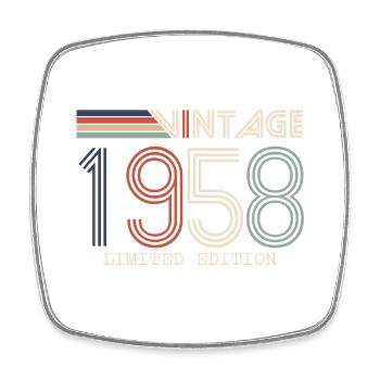 Jahrgang 1958 Jubiläumsgeschenk - Jahrgang 1958 - Viereckiger Kühlschrankmagnet - Weiß - Vorne