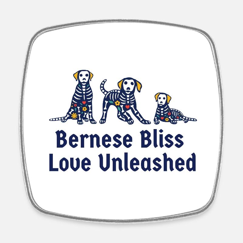 Bernese Bliss Love Unleashed Bouvier bernois - Magnet carré - blanc