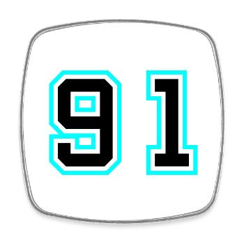91 Zahl Symbol - Viereckiger Kühlschrankmagnet - Weiß - Vorne