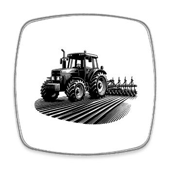 Landmaschinen Traktor Feld Schlepper Feldarbeit - Viereckiger Kühlschrankmagnet - Weiß - Vorne