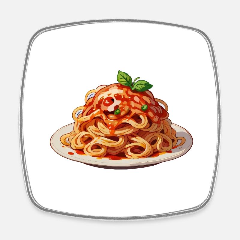 Spaghettis - Magnet carré - blanc