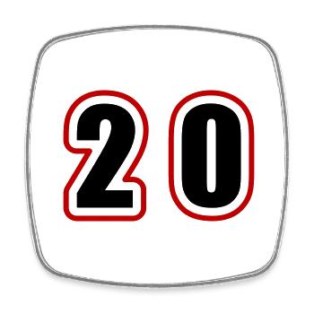 20 Number College - Square fridge magnet - white - Front