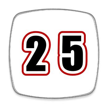 25 Zahl College - Viereckiger Kühlschrankmagnet - Weiß - Vorne