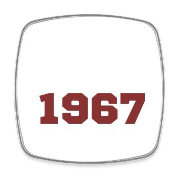 Original 1967 - Viereckiger Kühlschrankmagnet - Weiß - Vorne