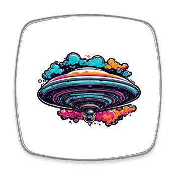 Alien / Spaceship / UFO / Area 51 / All / Mars - Square fridge magnet - white - Front