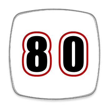 80 Zahl College - Viereckiger Kühlschrankmagnet - Weiß - Vorne