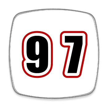 97 Nombre Collège - Magnet carré - blanc - Devant