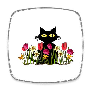 Cat - Square fridge magnet - white - Front