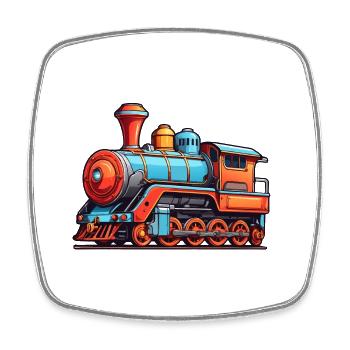 Nostalgic steam locomotive - Square fridge magnet - white - Front
