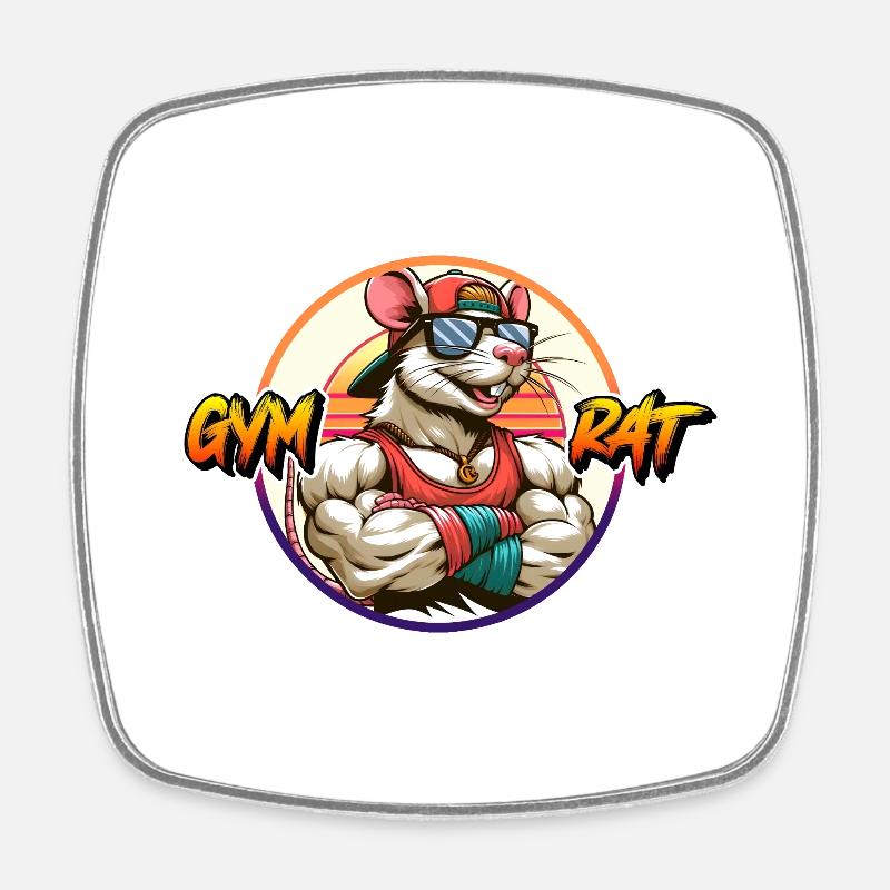 GYM RAT - Square fridge magnet - white
