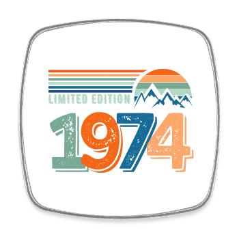 Limitierte Auflage 1974 - Viereckiger Kühlschrankmagnet - Weiß - Vorne