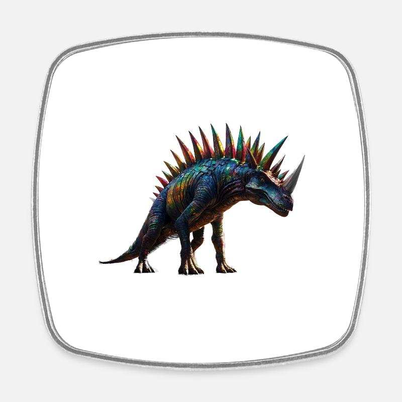 Dino Punk aux couleurs de l’arc-en-ciel - Magnet carré - blanc