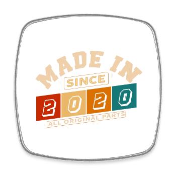 Made in 2020 4 Year Anniversary - Square fridge magnet - white - Front