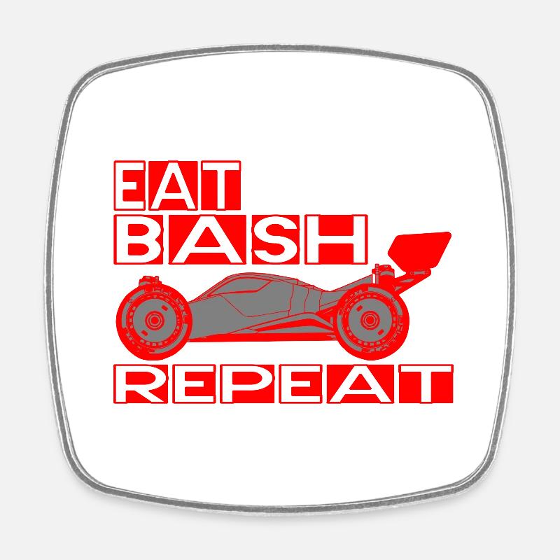 eat sleep bash repeat - Viereckiger Kühlschrankmagnet - Weiß