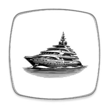Luxus Motoryacht auf hoher See - Viereckiger Kühlschrankmagnet - Weiß - Vorne