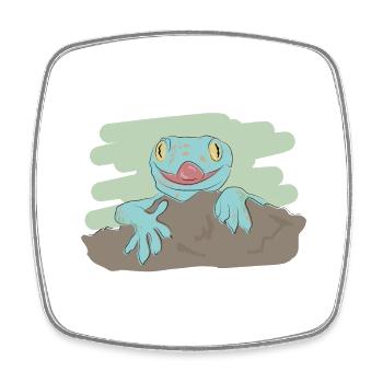 Illustriertes Design mit Gecko - Viereckiger Kühlschrankmagnet - Weiß - Vorne