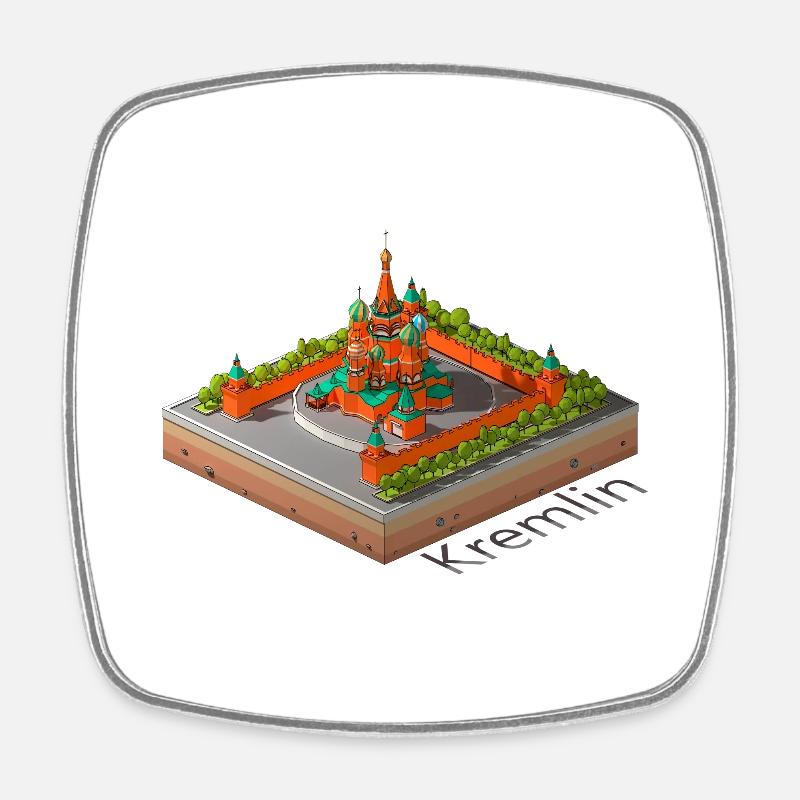 Low poly géométrique Le Kremlin - Magnet carré - blanc