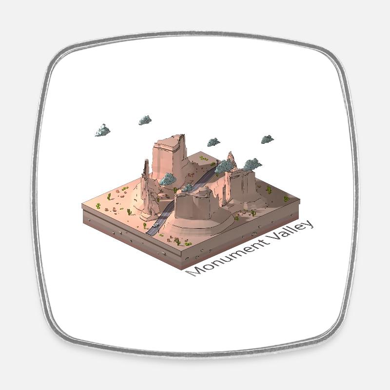 Monument Valley géométrique low poly - Magnet carré - blanc