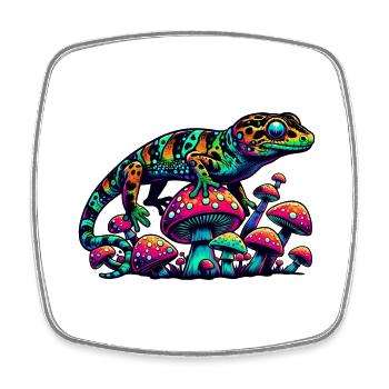 Psychedelischer Gecko mit Pilzen - Viereckiger Kühlschrankmagnet - Weiß - Vorne