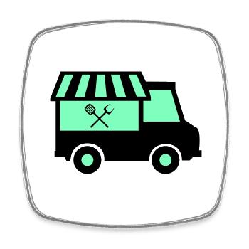 Food Truck - Square fridge magnet - white - Front