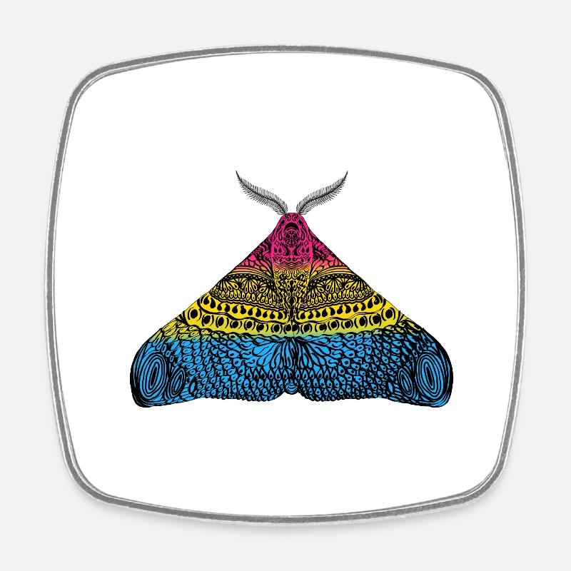 Pansexual pride moth - Square fridge magnet - white