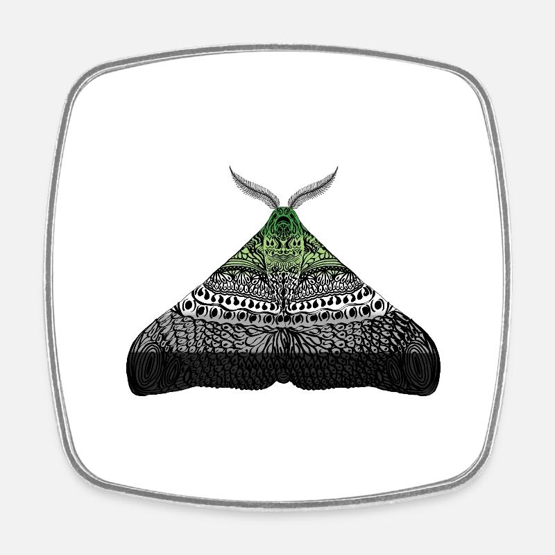 Aromantic pride moth - Square fridge magnet - white