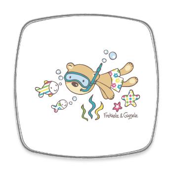 Snorkel Bears - Square fridge magnet - white - Front
