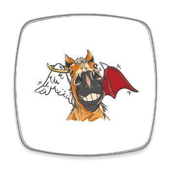 Horse Head Horse Horses Angel Devil Horse - Square fridge magnet - white - Front