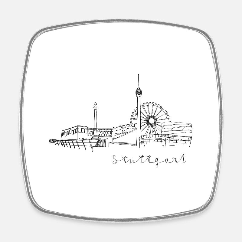 Stuttgart Skyline - Viereckiger Kühlschrankmagnet - Weiß